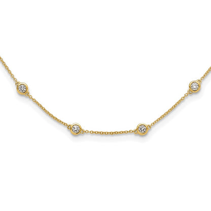 14K Yellow Gold True Origin 1 1/6 Carat Lab Grown Diamond Vs+ F+ Eighteen Station 18 Inch Necklace