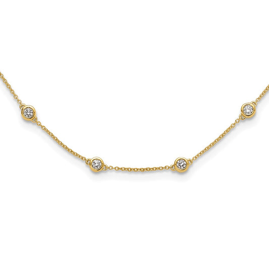 14K Yellow Gold True Origin 1 1/6 Carat Lab Grown Diamond Vs+ F+ Eighteen Station 18 Inch Necklace