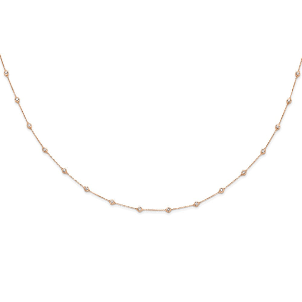 14K Rose Gold True Origin 1 1/3 Carat Lab Grown Diamond Vs+ F+ Twenty Station 20 Inch Necklace