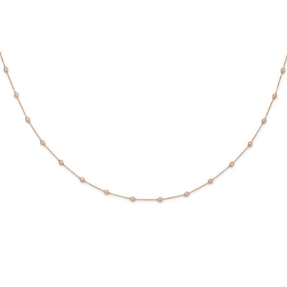 14K Rose Gold True Origin 1 1/3 Carat Lab Grown Diamond Vs+ F+ Twenty Station 20 Inch Necklace