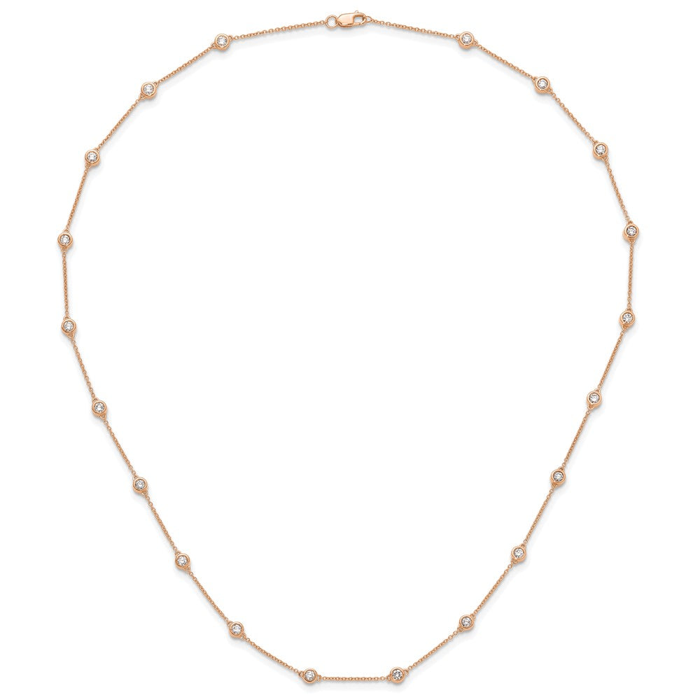 14K Rose Gold True Origin 1 1/3 Carat Lab Grown Diamond Vs+ F+ Twenty Station 20 Inch Necklace