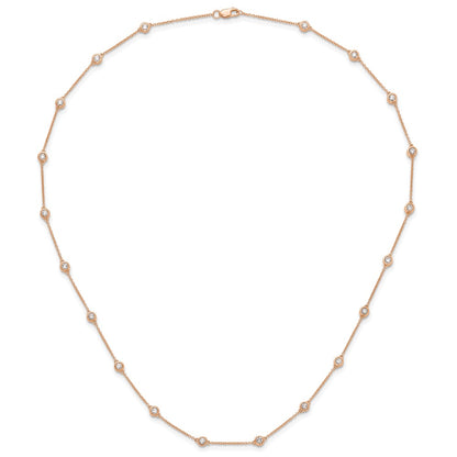 14K Rose Gold True Origin 1 1/3 Carat Lab Grown Diamond Vs+ F+ Twenty Station 20 Inch Necklace
