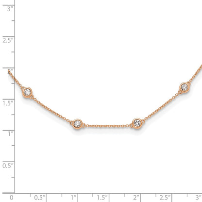 14K Rose Gold True Origin 1 1/3 Carat Lab Grown Diamond Vs+ F+ Twenty Station 20 Inch Necklace