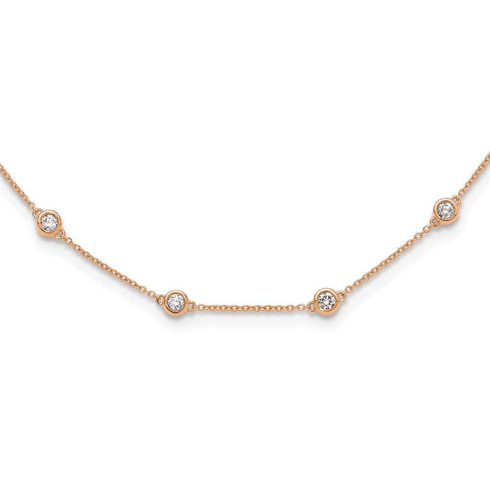 14K Rose Gold True Origin 1 1/3 Carat Lab Grown Diamond Vs+ F+ Twenty Station 20 Inch Necklace