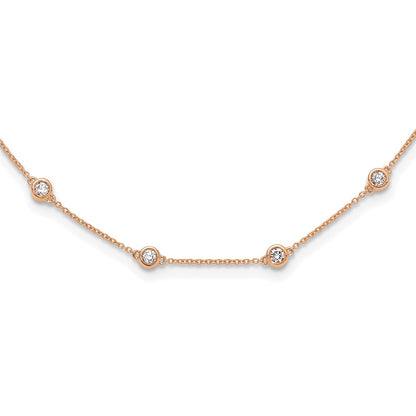 14K Rose Gold True Origin 1 1/3 Carat Lab Grown Diamond Vs+ F+ Twenty Station 20 Inch Necklace