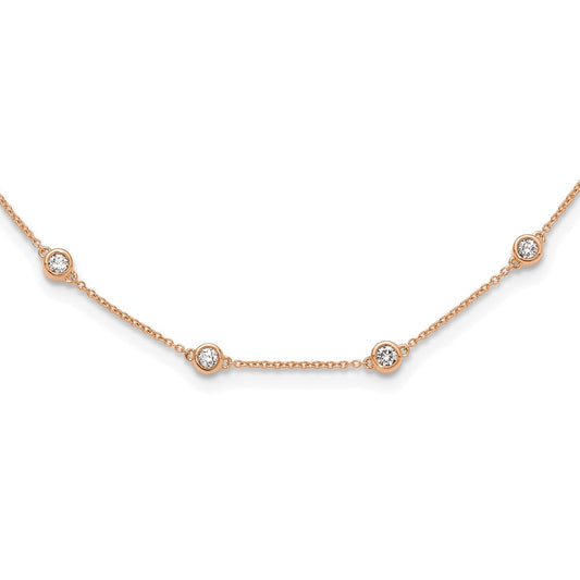 14K Rose Gold True Origin 1 1/3 Carat Lab Grown Diamond Vs+ F+ Twenty Station 20 Inch Necklace