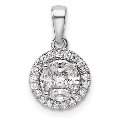 14k White Gold 1/2 Ct. Lab Grown Diamond VS/SI+ G+ Round and Marquise Halo Pendant