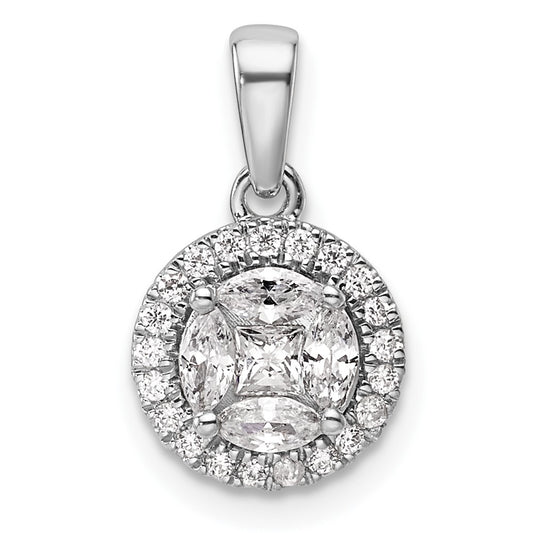14k White Gold 1/2 Ct. Lab Grown Diamond VS/SI+ G+ Round and Marquise Halo Pendant