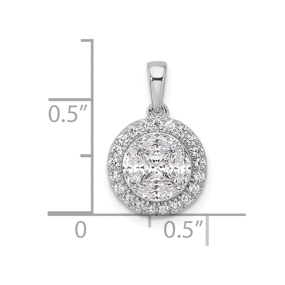 14k White Gold 1 Ct. Lab Grown Diamond VS/SI+ G+ Round and Marquise Halo Pendant