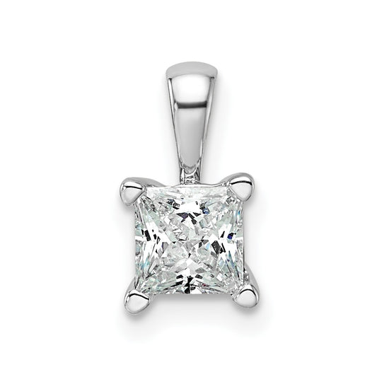 14k White Gold 3/4 Ct. Lab Grown Diamond VS/SI+ G+ 18 inch 4 Prong Pendant Necklace