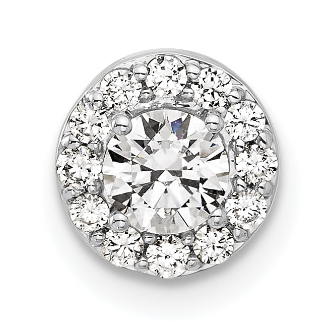 14k White Gold 1/2 Ct. Lab Grown Diamond VS/SI+ G+ Round Halo Chain Slide Pendant