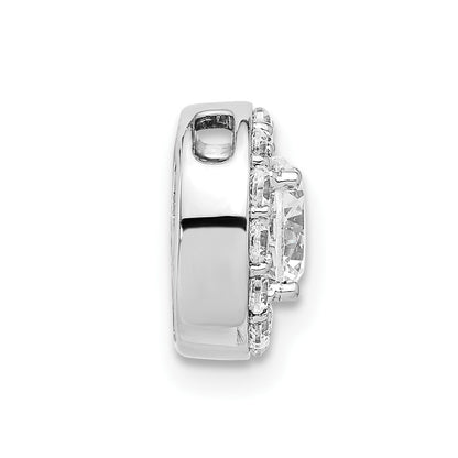 14k White Gold 1 Ct. Lab Grown Diamond VS/SI+ G+ Round Halo Chain Slide Pendant