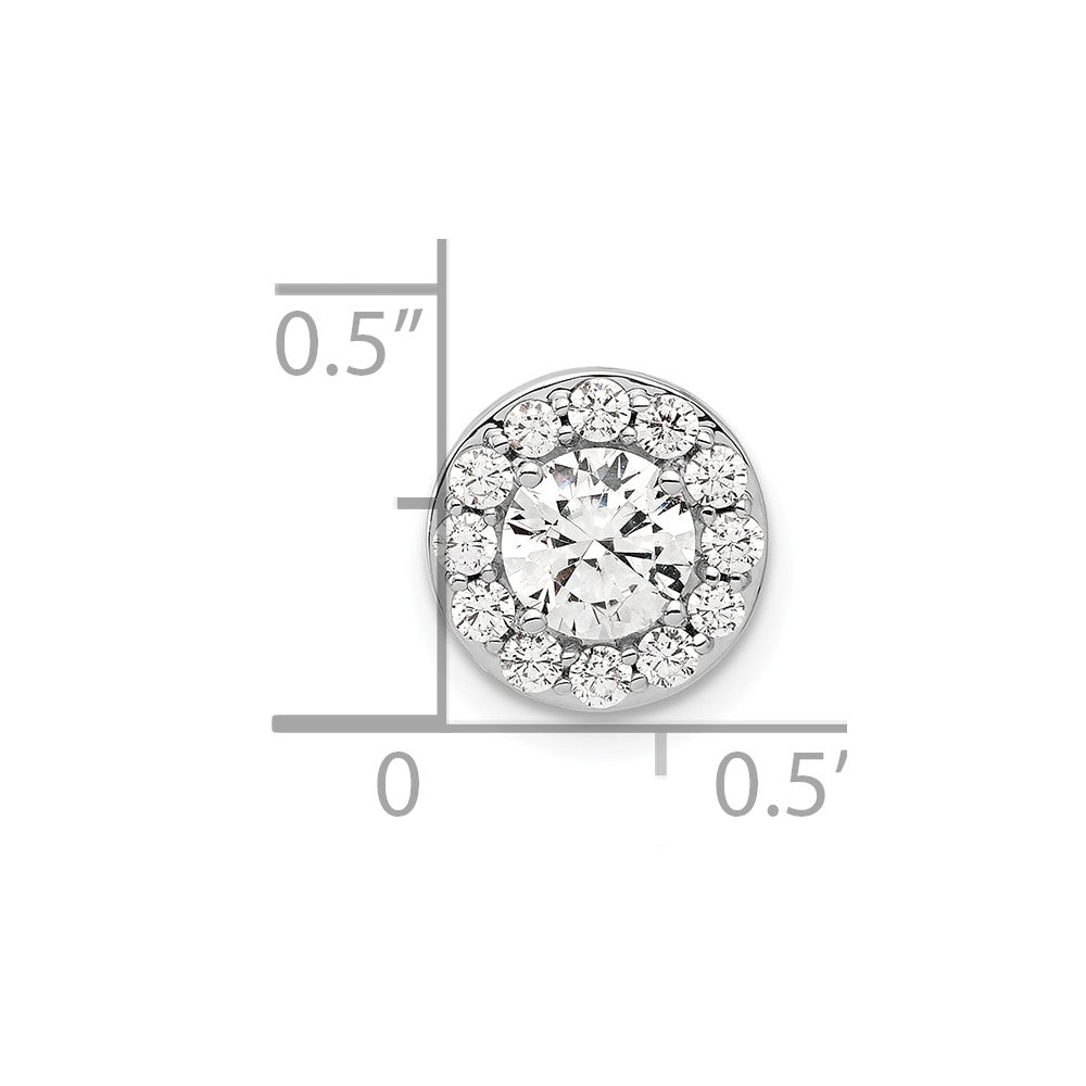 14k White Gold 1 Ct. Lab Grown Diamond VS/SI+ G+ Round Halo Chain Slide Pendant