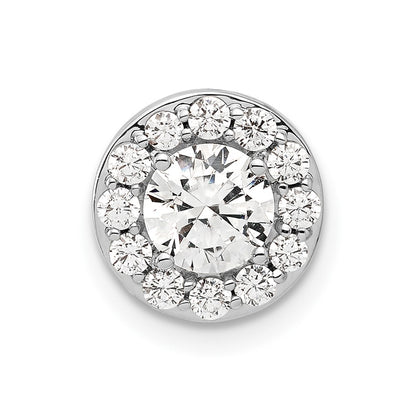 14k White Gold 1 Ct. Lab Grown Diamond VS/SI+ G+ Round Halo Chain Slide Pendant
