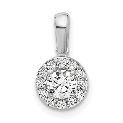 14k White Gold 1/2 Ct. Lab Grown Diamond VS/SI+ G+ Round Halo Pendant