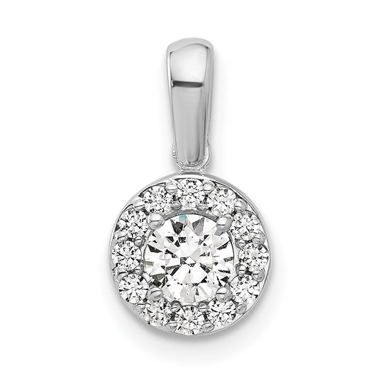 14k White Gold 1/2 Ct. Lab Grown Diamond VS/SI+ G+ Round Halo Pendant