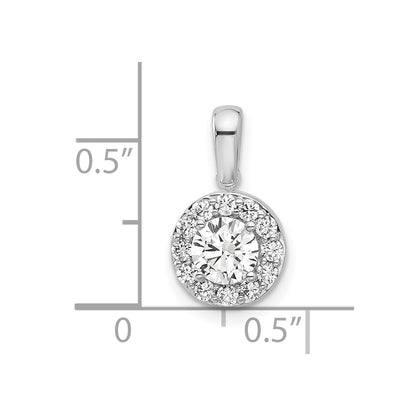 14k White Gold 3/4 Ct. Lab Grown Diamond VS/SI+ G+ Round Halo Pendant