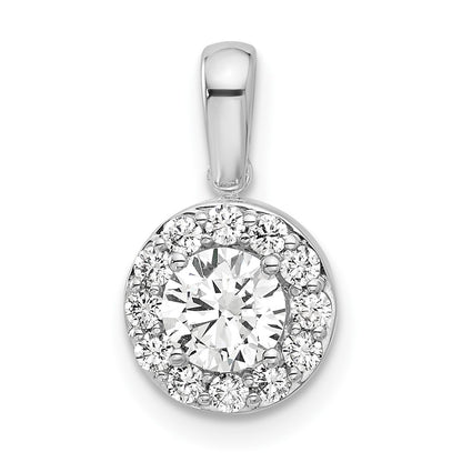14k White Gold 3/4 Ct. Lab Grown Diamond VS/SI+ G+ Round Halo Pendant