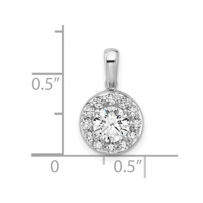 14k White Gold 1 Ct. Lab Grown Diamond VS/SI+ G+ Round Halo Pendant