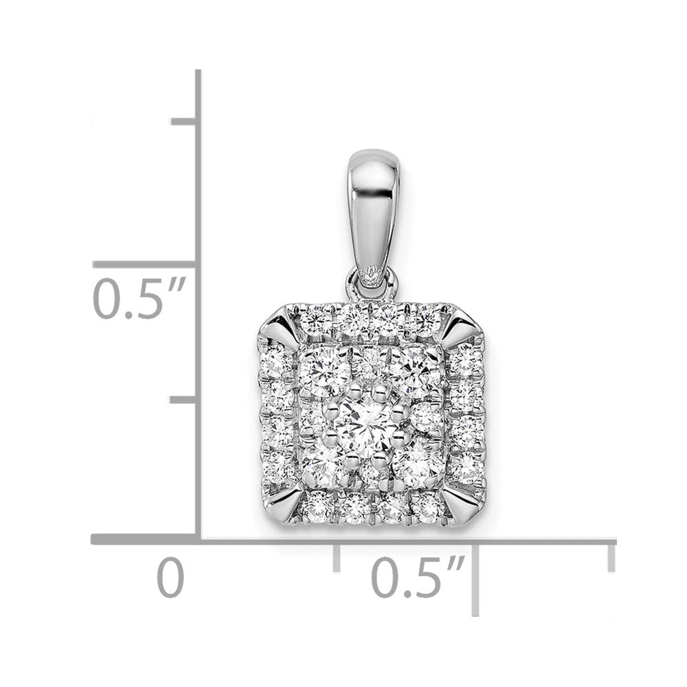 14k White Gold 1/2 Ct. Lab Grown Diamond VS/SI+ G+ Complete Square Cluster Pendant