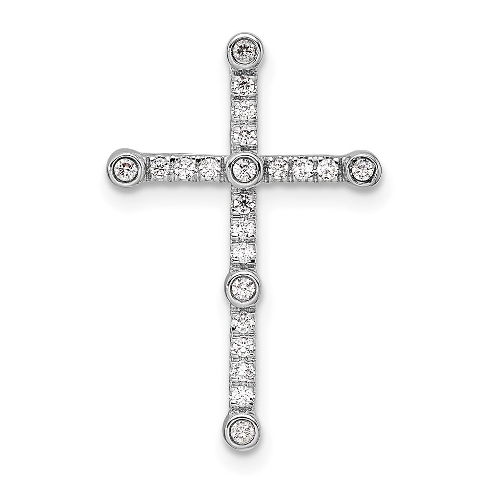 14k White Gold 1/5 Ct. Lab Grown Diamond VS/SI+ G+ Cross Chain Slide Pendant