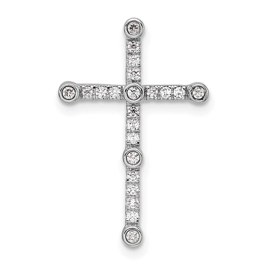 14k White Gold 1/5 Ct. Lab Grown Diamond VS/SI+ G+ Cross Chain Slide Pendant