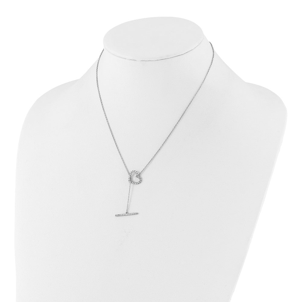 14k White Gold 1/3 Ct. Lab Grown Diamond VS/SI+ G+ 20 inch Heart Toggle Necklace