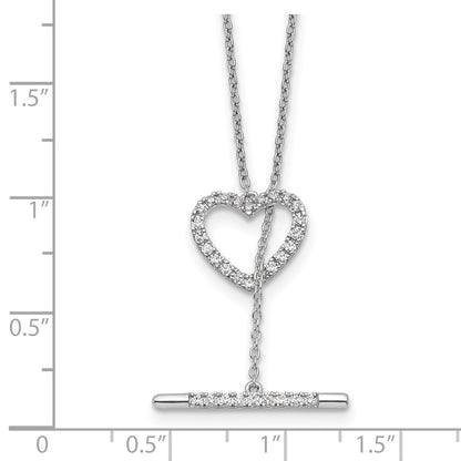 14k White Gold 1/3 Ct. Lab Grown Diamond VS/SI+ G+ 20 inch Heart Toggle Necklace