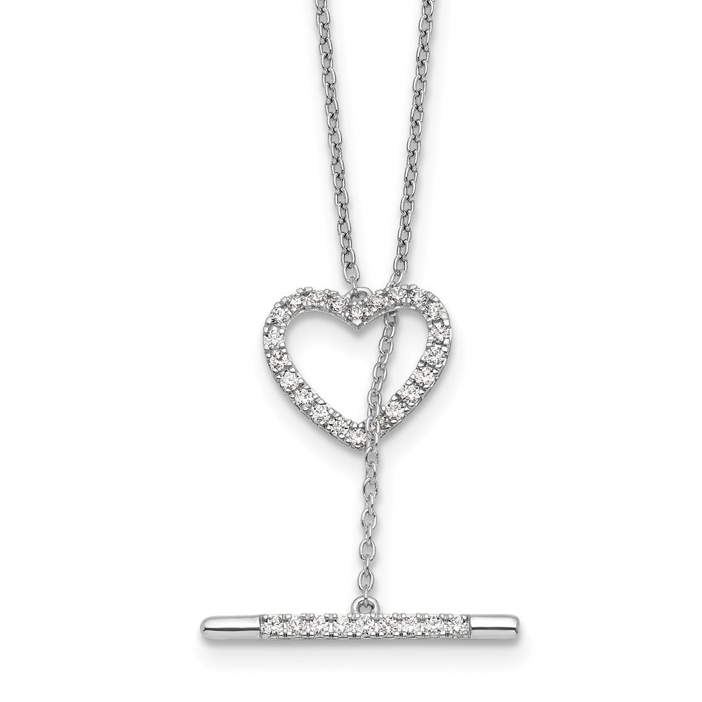 14k White Gold 1/3 Ct. Lab Grown Diamond VS/SI+ G+ 20 inch Heart Toggle Necklace
