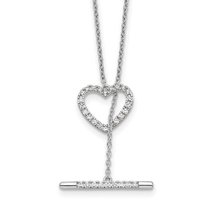 14k White Gold 1/3 Ct. Lab Grown Diamond VS/SI+ G+ 20 inch Heart Toggle Necklace