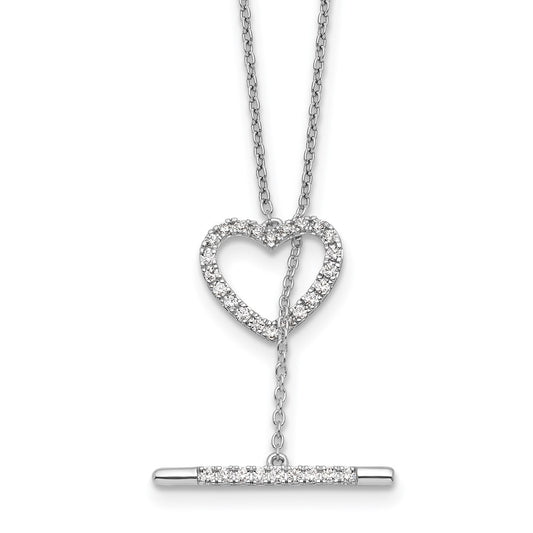 14k White Gold 1/3 Ct. Lab Grown Diamond VS/SI+ G+ 20 inch Heart Toggle Necklace