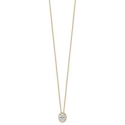 14k Yellow Gold 2 1/2 Ct. Certified Lab Grown Diamond VS/SI+ G+ 18 inch Oval Halo Pendant Necklace