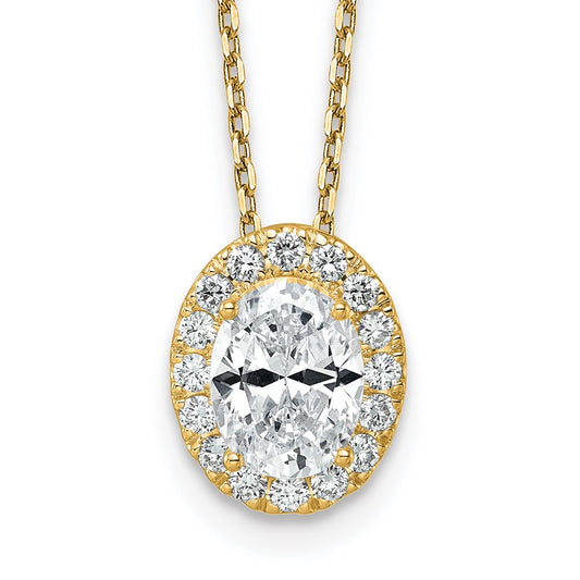 14k Yellow Gold 2 1/2 Ct. Certified Lab Grown Diamond VS/SI+ G+ 18 inch Oval Halo Pendant Necklace