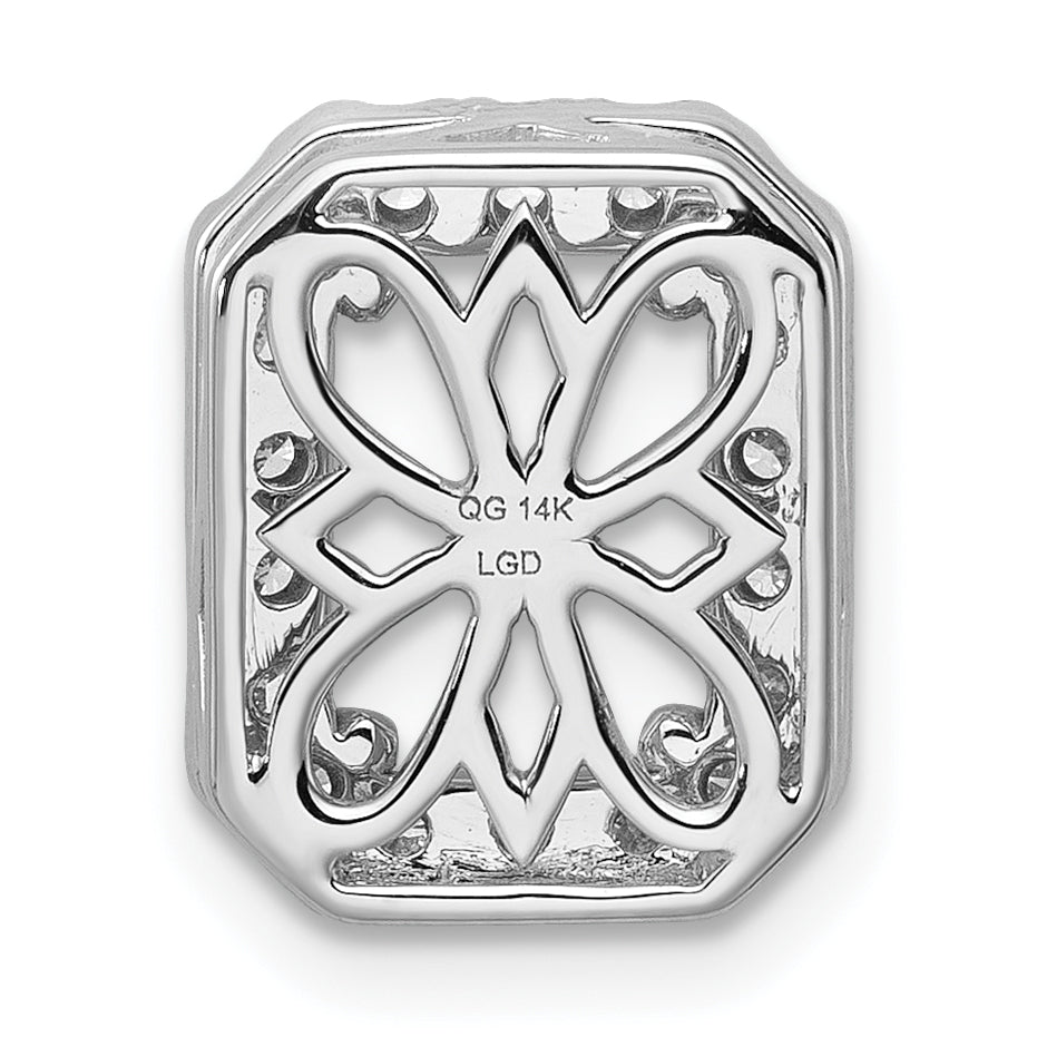 14k White Gold 2 1/2 Ct. Lab Grown Diamond VS/SI+ G+ Radiant Halo Chain Slide Pendant