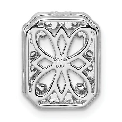 14k White Gold 2 1/2 Ct. Lab Grown Diamond VS/SI+ G+ Radiant Halo Chain Slide Pendant