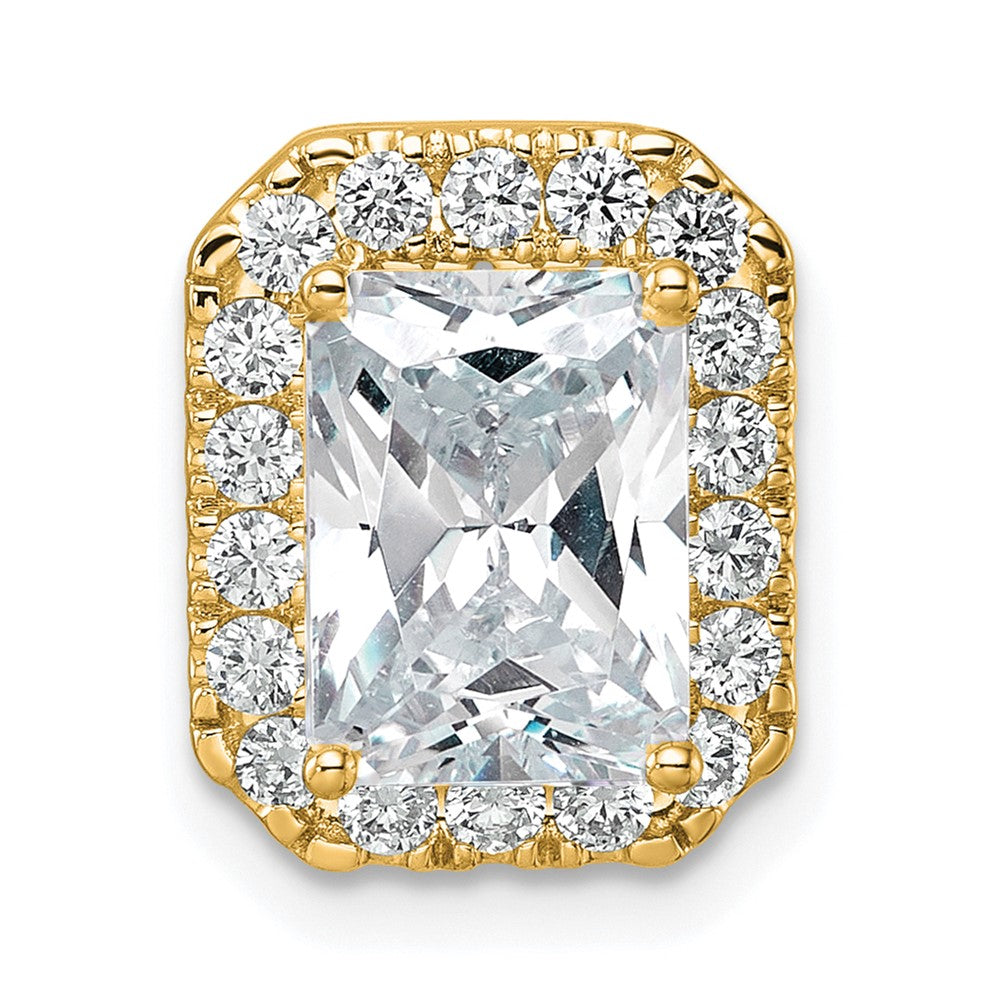 14k Yellow Gold 2 1/2 Ct. Lab Grown Diamond VS/SI+ G+ Radiant Halo Chain Slide Pendant