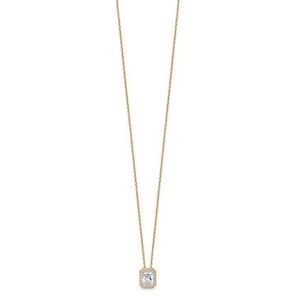14k Yellow Gold 2 1/2 Ct. Certified Lab Grown Diamond VS/SI+ G+ 18 inch Radiant Halo Pendant Necklace