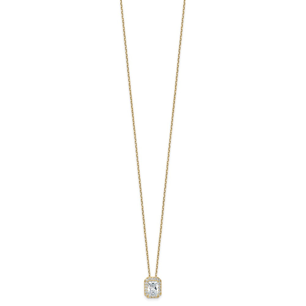 14k Yellow Gold 2 1/2 Ct. Certified Lab Grown Diamond VS/SI+ G+ Complete 18 inch Radiant Halo Pendant Necklace