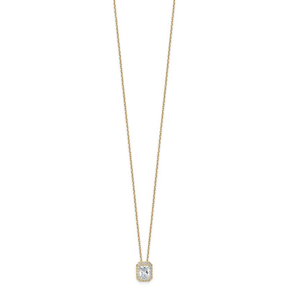 14k Yellow Gold 2 1/2 Ct. Certified Lab Grown Diamond VS/SI+ G+ Complete 18 inch Radiant Halo Pendant Necklace