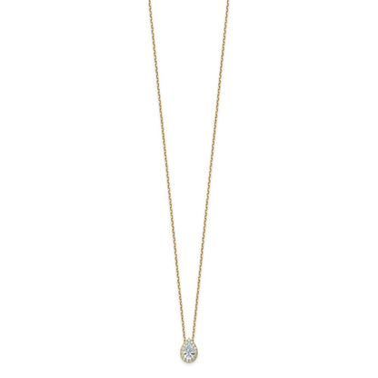 14k Yellow Gold 2 3/8 Ct. Certified Lab Grown Diamond VS/SI+ G+ 18 inch Pear Halo Pendant Necklace