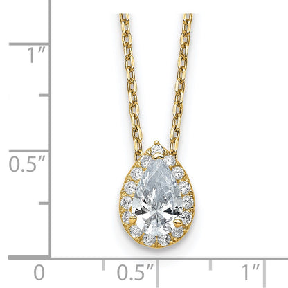 14k Yellow Gold 2 3/8 Ct. Certified Lab Grown Diamond VS/SI+ G+ 18 inch Pear Halo Pendant Necklace