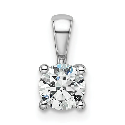 14K White Gold 1/2 Carat Certified Lab Grown Diamond Vs+ F+ Round Complete Four Prong Pendant