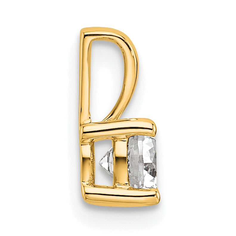 14K Yellow Gold 1/2 Carat Certified Lab Grown Diamond Vs+ F+ Round Complete Four Prong Pendant