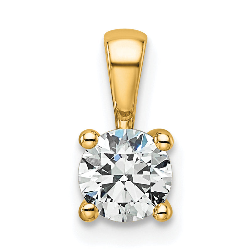 14k Yellow Gold 14k 1/2 carat Lab Grown Diamond VS+ F+ Round Complete Four Prong Pendant