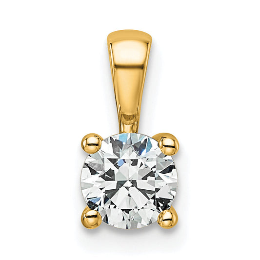 14k Yellow Gold 14k 1/2 carat Lab Grown Diamond VS+ F+ Round Complete Four Prong Pendant