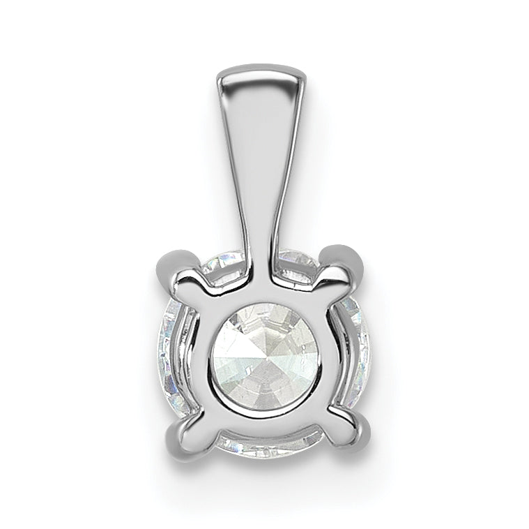 14K White Gold 3/4 Carat Certified Lab Grown Diamond Vs+ F+ Round Complete Four Prong Pendant