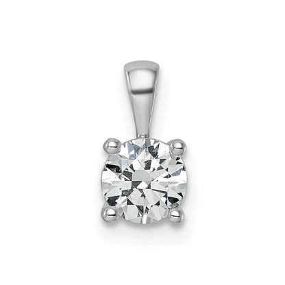 14k White Gold 3/4 Ct. Lab Grown Diamond VS/SI+ G+ Round Complete Four Prong Pendant