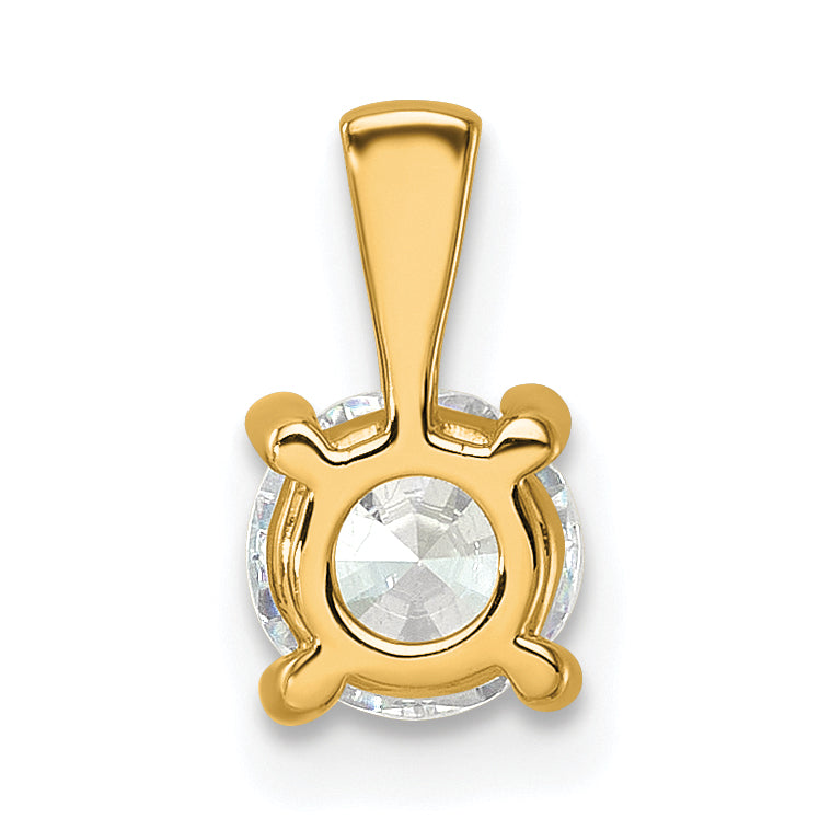 14K Yellow Gold 3/4 Carat Certified Lab Grown Diamond Vs+ F+ Round Complete Four Prong Pendant