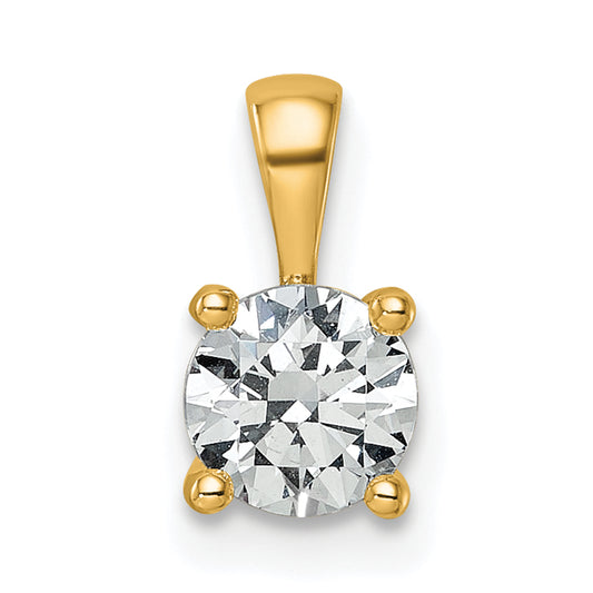 14k Yellow Gold 3/4 Ct. Certified Lab Grown Diamond VS/SI+ G+ Round Four Prong Pendant