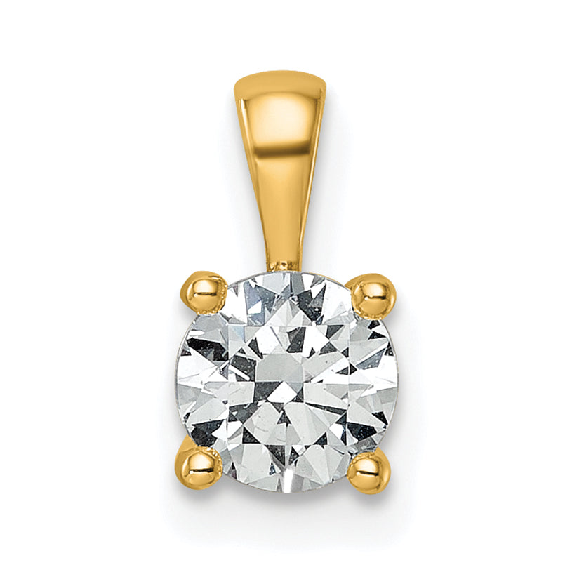 14k Yellow Gold 14k 3/4 carat Lab Grown Diamond VS+ F+ Round Complete Four Prong Pendant